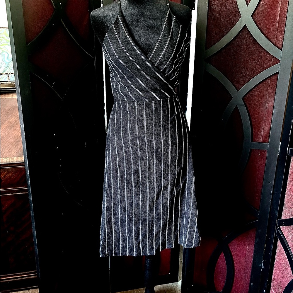 Gilli Black & White Striped Wrap Dress – Size M